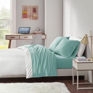 Bedding-Set, Matching Pillow Case, Twin, 3 Piece , Aqua